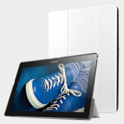 Lenovo Tab2 A10-30 10 atverčiamas baltas odinis dėklas (sulankstomas) / Priedai.lt