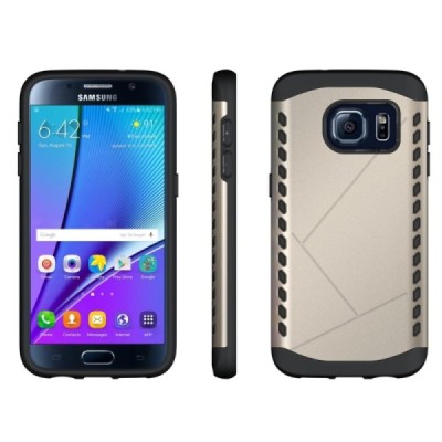 Sustiprintos apsaugos Samsung Galaxy S7 G930 auksinis kieto silikono (TPU) ir plastiko dėklas / Priedai.lt