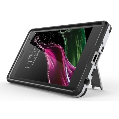 Sustiprintos apsaugos LG Zero (H650E) sidabrinis kieto silikono (TPU) ir plastiko dėklas / Priedai.lt