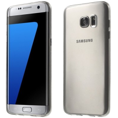 Samsung Galaxy S7 Edge (G935) skaidrus (permatomas), pilkas kieto silikono TPU ploniausias pasaulyje bespalvis dėklas / Priedai.