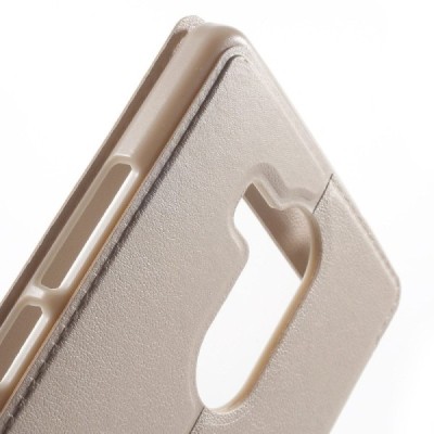 Huawei Mate 8 (Huawei Ascend Mate8) zelta atvēramais „Smart Window“ ādas maciņš / Vacins.lv