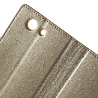 Mercury Sonata atverčiamas Sony Xperia Z3 Compact auksinis odinis dėklas - piniginė / Priedai.lt