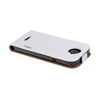 HTC One X klasisks ādas vertikāli atvēramais balts maciņš / Vacins.lv