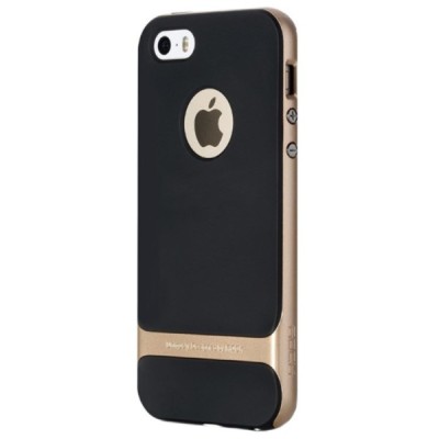 „Rock“ Royce pastiprinātas aizsardzības melns apmales zeltā krāsā Apple iPhone 5 (5s, SE) apvalks / Vacins.lv