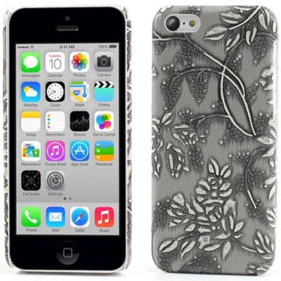Pelēks „Ziedi“ plastmasas Apple iPhone 5C apvalks / Vacins.lv