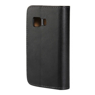 Samsung Galaxy Young 2 (G130) atverčiamas juodas odinis dėklas - piniginė / Priedai.lt