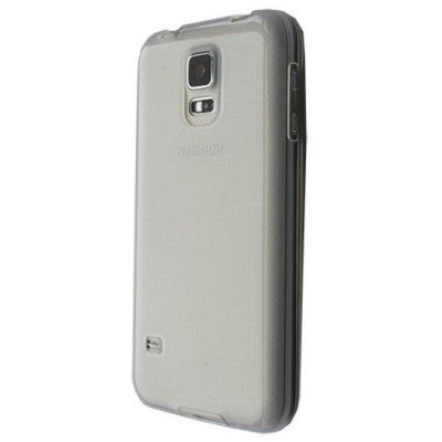 Samsung Galaxy S5 mini G800 skaidrus (permatomas), pilkas kieto silikono TPU ploniausias pasaulyje dėklas / Priedai.lt