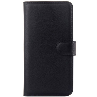Xiaomi Redmi Note 2 atverčiamas juodas odinis Litchi dėklas - piniginė / Priedai.lt