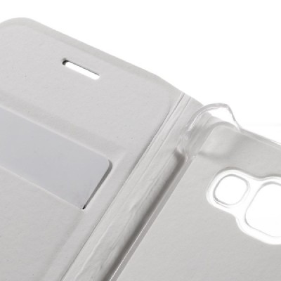 Samsung Galaxy A3 (2016) A310 baltas odinis atverčiamas Smart Wallet dėklas - piniginė / Priedai.lt