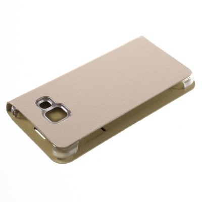 Samsung Galaxy A3 (2016) A310 aukso spalvos odinis atverčiamas Smart Wallet dėklas - piniginė / Priedai.lt