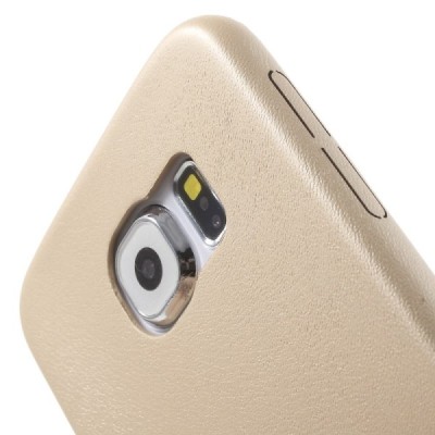 Slim Leather Samsung Galaxy S6 G920F smėlio spalvos odinis dėklas - nugarėlė / Priedai.lt