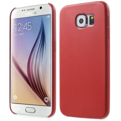Slim Leather Samsung Galaxy S6 G920F raudonas odinis dėklas - nugarėlė / Priedai.lt