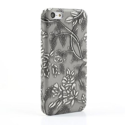 Pelēks „Ziedi“ plastmasas Apple iPhone 5C apvalks / Vacins.lv