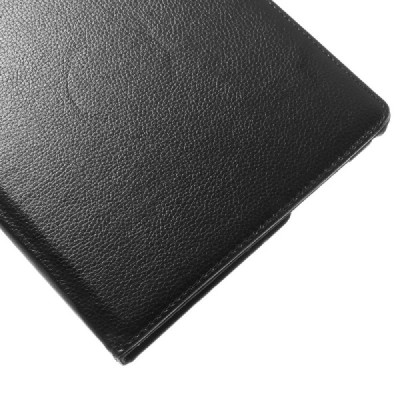 Apple iPad Pro 9.7" atvēramais melns ādas futrālis, grozās 360° grādu apjomā / Vacins.lv