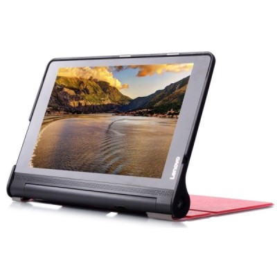 Lenovo Yoga Tab 3 Pro 10.1" ir Yoga Tab 3 Plus 10.1" atverčiamas raudonas odinis dėklas (sulankstomas) / Priedai.lt