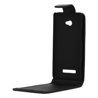 Atverčiamas HTC Windows Phone 8X juodas odinis dėklas / Priedai.lt