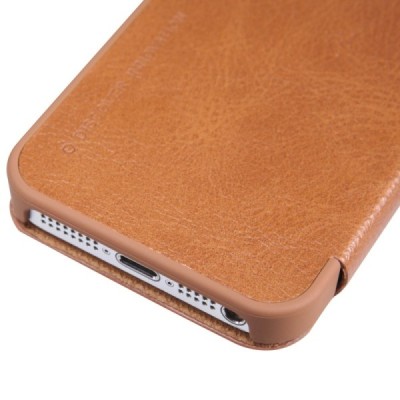 Greznais „Nillkin“ Qin sērijas ādas atvērams brūns Apple iPhone 5 (5s, SE) maciņš / Vacins.lv