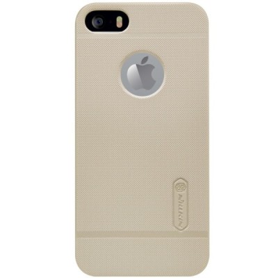 Apple iPhone 5S Nillkin Frosted Shield zelta plastmasas futrālis + ekrāna aizsargplēve / Vacins.lv