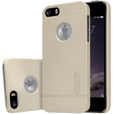 Auksinis „Nillkin“ Frosted Shield serijos Apple iPhone SE (5, 5s) dėklas (dėkliukas) su apsaugine ekrano plėvele / Priedai.lt