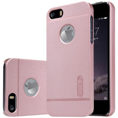 Apple iPhone 5S Nillkin Frosted Shield rozs plastmasas futrālis + ekrāna aizsargplēve / Vacins.lv