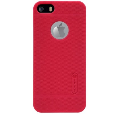 Apple iPhone 5S Nillkin Frosted Shield sarkans plastmasas futrālis + ekrāna aizsargplēve / Vacins.lv
