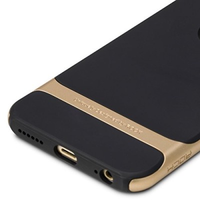 „Rock“ Royce pastiprinātas aizsardzības melns apmales zeltā krāsā Apple iPhone 6 (6s) apvalks / Vacins.lv