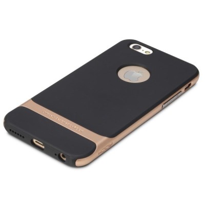 „Rock“ Royce sustiprintos apsaugos Apple iPhone 6 Plus (6s Plus) juodas aukso spalvos apvadais kieto silikono (TPU) ir plastiko 