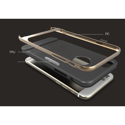 „Rock“ Royce sustiprintos apsaugos Apple iPhone 6 Plus (6s Plus) juodas aukso spalvos apvadais kieto silikono (TPU) ir plastiko 