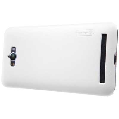 Asus Zenfone Max (ZC550KL) Nillkin Frosted Shield baltas plastikinis dėklas + apsauginė ekrano plėvelė / Priedai.lt