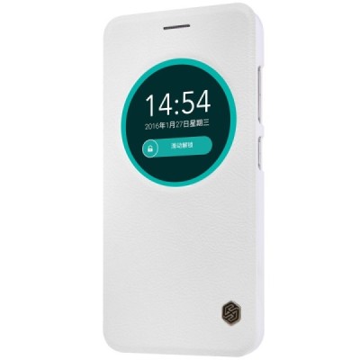 Greznais „Nillkin“ Qin sērijas ādas atvērams balts Asus Zenfone Max (ZC550KL) maciņš / Vacins.lv