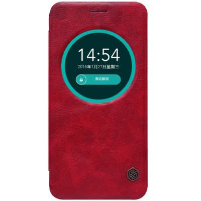 Prabangus „Nillkin“ Qin serijos raudonas odinis atverčiamas Asus Zenfone Max (ZC550KL) dėklas - knygutė / Priedai.lt