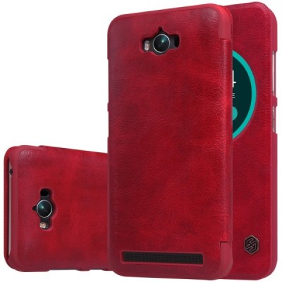 Prabangus „Nillkin“ Qin serijos raudonas odinis atverčiamas Asus Zenfone Max (ZC550KL) dėklas - knygutė / Priedai.lt