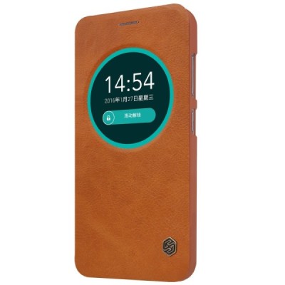 Greznais „Nillkin“ Qin sērijas ādas atvērams brūns Asus Zenfone Max (ZC550KL) maciņš / Vacins.lv