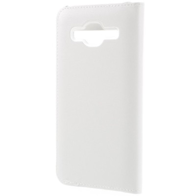 Samsung Galaxy J3 2016 (J320) balts atvēramais Smart Window ādas maciņš / Vacins.lv