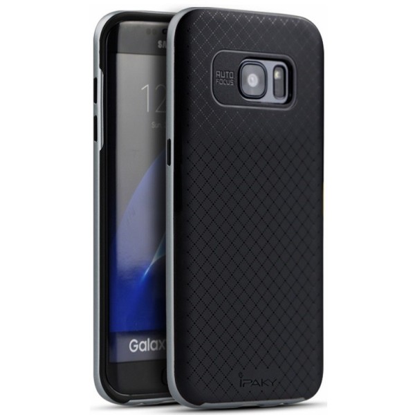 „IPAKY“ cieta silikona (TPU) apvalks - melns / peleks (Galaxy S7 Edge)