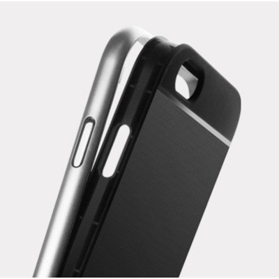 Apple iPhone 6 / 6s „IPAKY“ cieta silikona (TPU) melns apvalks (apmales - sudrabā krāsā) / Vacins.lv