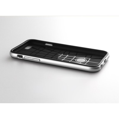 Apple iPhone 6 / 6s „IPAKY“ cieta silikona (TPU) melns apvalks (apmales - sudrabā krāsā) / Vacins.lv