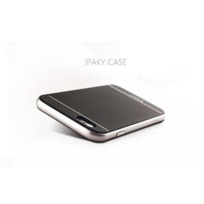 Apple iPhone 6 / 6s „IPAKY“ cieta silikona (TPU) melns apvalks (apmales - sudrabā krāsā) / Vacins.lv