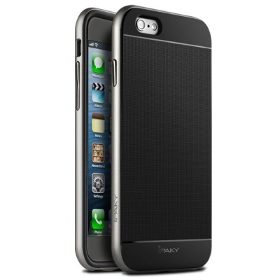 Apple iPhone 6 Plus / 6s Plus „IPAKY“ kieto silikono TPU juodas (sidabriniais apvadais) dėklas - nugarėlė / Priedai.lt