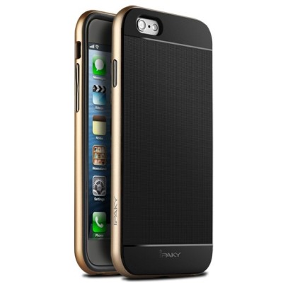 Apple iPhone 6 Plus / 6s Plus „IPAKY“ kieto silikono TPU juodas (auksiniais apvadais) dėklas - nugarėlė / Priedai.lt