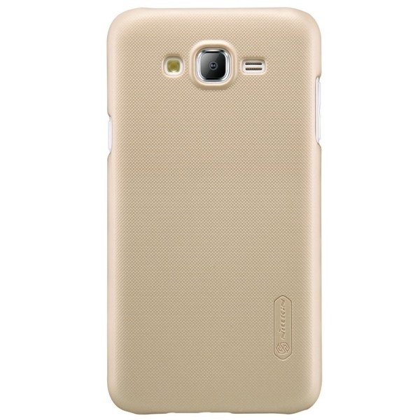 „Nillkin“ Frosted Shield dėklas - auksinis + apsauginė ekrano plėvelė (Galaxy J7 2015)