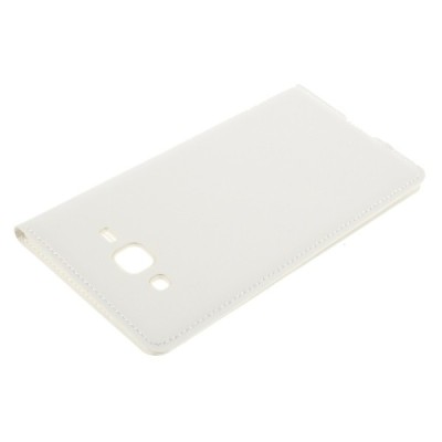 Samsung Galaxy J7 (J700) baltas odinis atverčiamas dėklas su langeliu / Priedai.lt