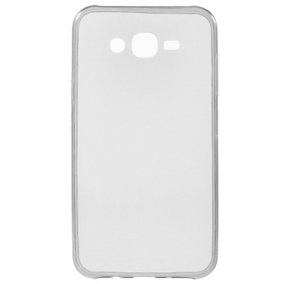 Samsung Galaxy J7 (J700) skaidrus (permatomas) kieto silikono TPU ploniausias pasaulyje pilkas dėklas / Priedai.lt