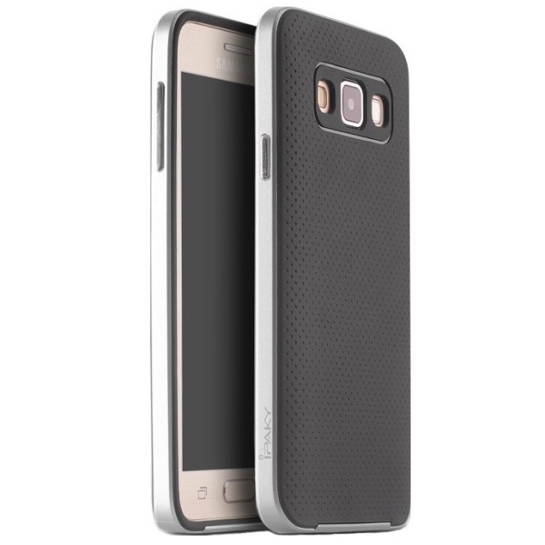 „IPAKY“ cieta silikona (TPU) apvalks - melns / sudrabs (Galaxy A3 2015)