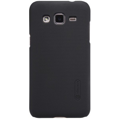 Samsung Galaxy J2 (J200) Nillkin Frosted Shield melns plastmasas apvalks + ekrāna aizsargplēve / Vacins.lv