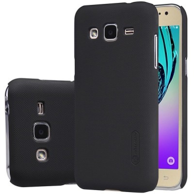 Samsung Galaxy J2 (J200) Nillkin Frosted Shield melns plastmasas apvalks + ekrāna aizsargplēve / Vacins.lv