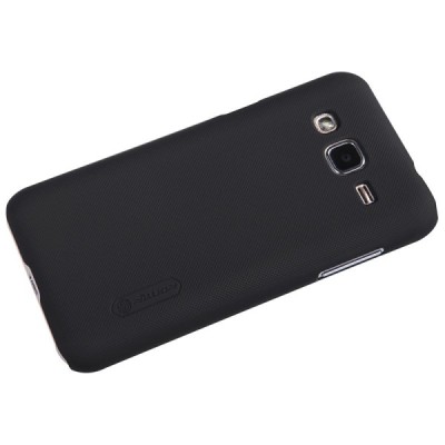 Samsung Galaxy J2 (J200) Nillkin Frosted Shield melns plastmasas apvalks + ekrāna aizsargplēve / Vacins.lv