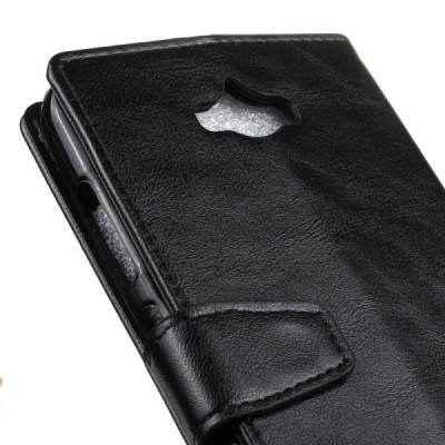 Asus Zenfone Max (ZC550KL) atverčiamas juodas odinis dėklas - piniginė / Priedai.lt