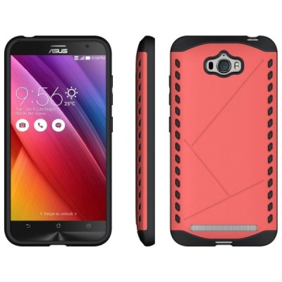 Sustiprintos apsaugos Asus Zenfone Max (ZC550KL) raudonas kieto silikono (TPU) ir plastiko dėklas / Priedai.lt