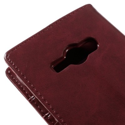 Mercury Blue Moon atverčiamas Samsung Galaxy J1 Ace (J110) bordo odinis dėklas - piniginė / Priedai.lt